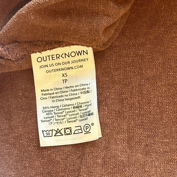Outerknown Neptune Crew Neck Side Slit Tee Shirt Midi Dress Brown Women’s XS - Picture 7 of 7
